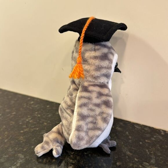 TY Beanie Baby Wiser The Snow Owl Graduate w/ Graduation Cap Class of 1999 - Picture 5 of 10